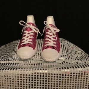 Converse tennis shoes pink glitter
